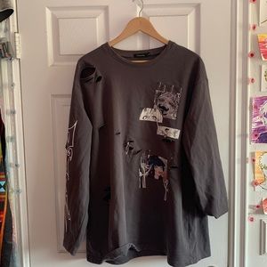 dark gray anime printed long sleeve
